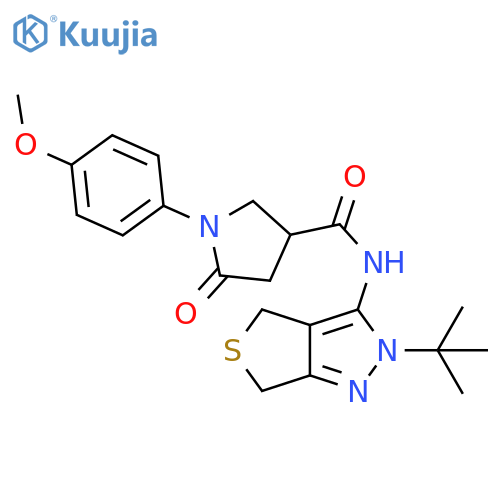 N-{2-tert-butyl-2H,4H,6H-thieno3,4-cpyrazol-3-yl}-1-(4-methoxyphenyl)-5-oxopyrrolidine-3-carboxamide structure