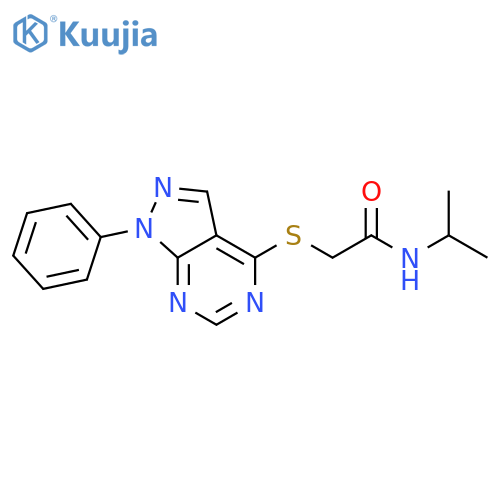 2-({1-phenyl-1H-pyrazolo3,4-dpyrimidin-4-yl}sulfanyl)-N-(propan-2-yl)acetamide structure