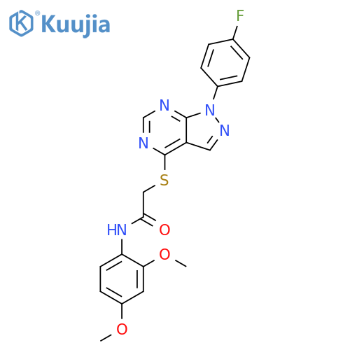 N-(2,4-dimethoxyphenyl)-2-{1-(4-fluorophenyl)-1H-pyrazolo3,4-dpyrimidin-4-ylsulfanyl}acetamide structure