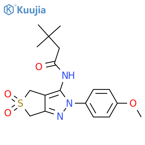 N-2-(4-methoxyphenyl)-5,5-dioxo-2H,4H,6H-5lambda6-thieno3,4-cpyrazol-3-yl-3,3-dimethylbutanamide structure