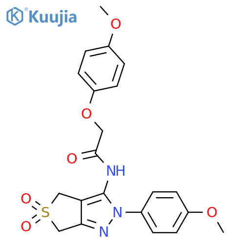 2-(4-methoxyphenoxy)-N-2-(4-methoxyphenyl)-5,5-dioxo-2H,4H,6H-5lambda6-thieno3,4-cpyrazol-3-ylacetamide structure