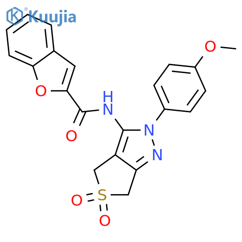N-2-(4-methoxyphenyl)-5,5-dioxo-2H,4H,6H-5lambda6-thieno3,4-cpyrazol-3-yl-1-benzofuran-2-carboxamide structure
