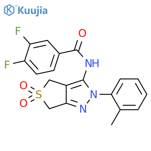 3,4-difluoro-N-2-(2-methylphenyl)-5,5-dioxo-2H,4H,6H-5lambda6-thieno3,4-cpyrazol-3-ylbenzamide structure