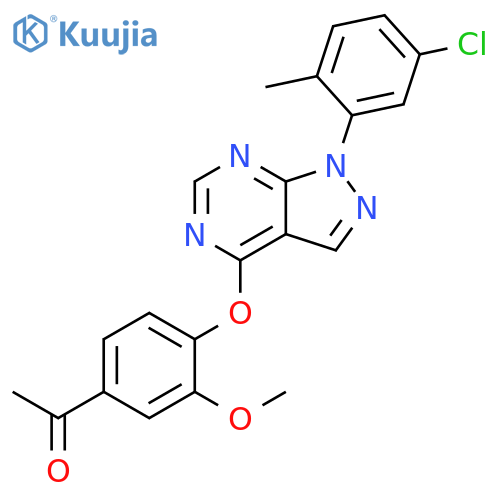 1-(4-{1-(5-chloro-2-methylphenyl)-1H-pyrazolo3,4-dpyrimidin-4-yloxy}-3-methoxyphenyl)ethan-1-one structure