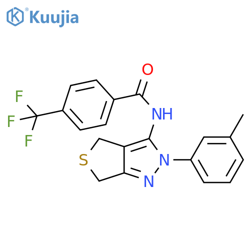 N-2-(3-methylphenyl)-2H,4H,6H-thieno3,4-cpyrazol-3-yl-4-(trifluoromethyl)benzamide structure