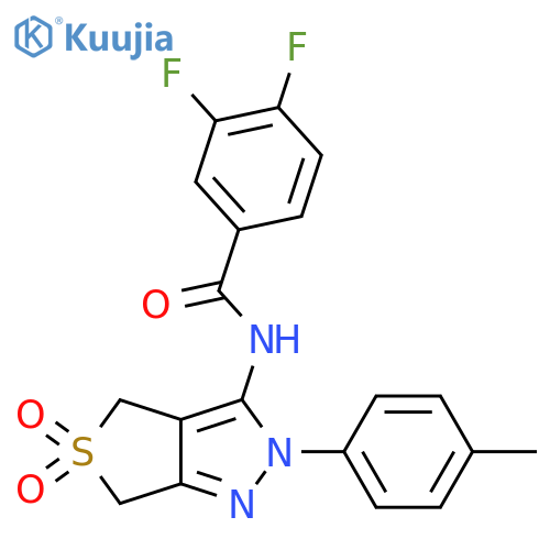 3,4-difluoro-N-2-(4-methylphenyl)-5,5-dioxo-2H,4H,6H-5lambda6-thieno3,4-cpyrazol-3-ylbenzamide structure