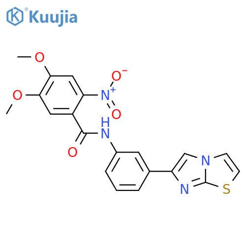 N-(3-{imidazo2,1-b1,3thiazol-6-yl}phenyl)-4,5-dimethoxy-2-nitrobenzamide structure