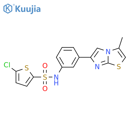 5-chloro-N-(3-{3-methylimidazo2,1-b1,3thiazol-6-yl}phenyl)thiophene-2-sulfonamide structure