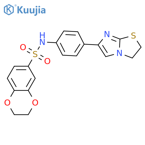 N-(4-{2H,3H-imidazo2,1-b1,3thiazol-6-yl}phenyl)-2,3-dihydro-1,4-benzodioxine-6-sulfonamide structure