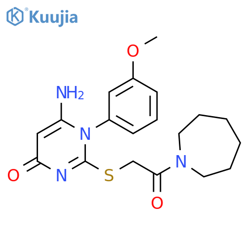 6-amino-2-{2-(azepan-1-yl)-2-oxoethylsulfanyl}-1-(3-methoxyphenyl)-1,4-dihydropyrimidin-4-one structure
