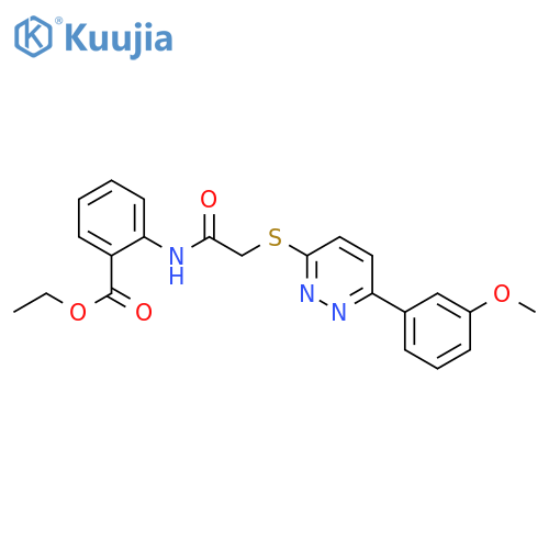 ethyl 2-(2-{6-(3-methoxyphenyl)pyridazin-3-ylsulfanyl}acetamido)benzoate structure