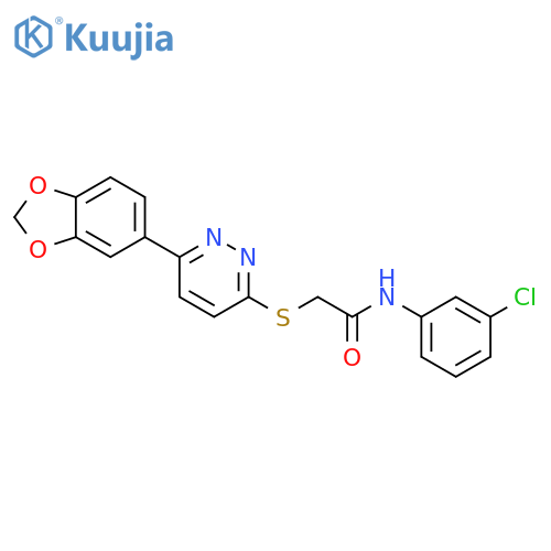 2-{6-(2H-1,3-benzodioxol-5-yl)pyridazin-3-ylsulfanyl}-N-(3-chlorophenyl)acetamide structure