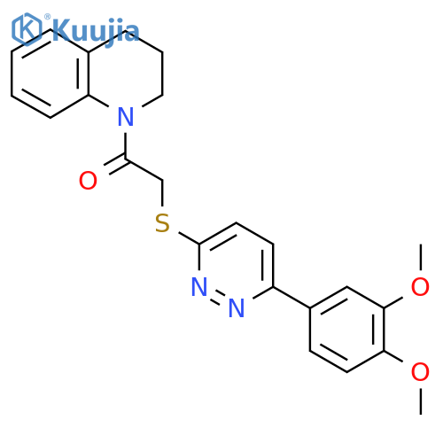 2-{6-(3,4-dimethoxyphenyl)pyridazin-3-ylsulfanyl}-1-(1,2,3,4-tetrahydroquinolin-1-yl)ethan-1-one structure