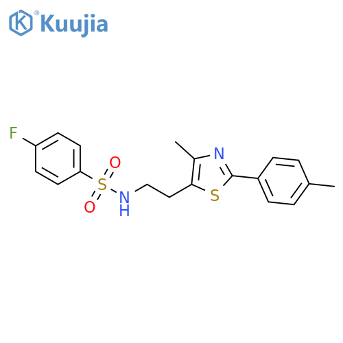 4-fluoro-N-{2-4-methyl-2-(4-methylphenyl)-1,3-thiazol-5-ylethyl}benzene-1-sulfonamide structure