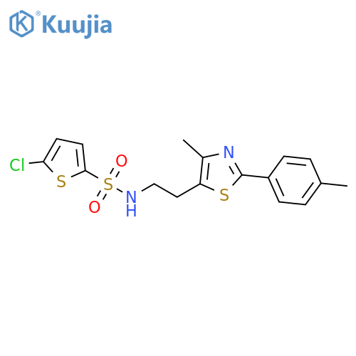5-chloro-N-{2-4-methyl-2-(4-methylphenyl)-1,3-thiazol-5-ylethyl}thiophene-2-sulfonamide structure