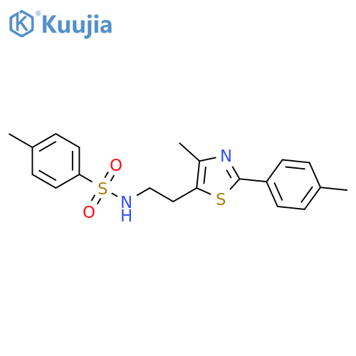 4-methyl-N-{2-4-methyl-2-(4-methylphenyl)-1,3-thiazol-5-ylethyl}benzene-1-sulfonamide structure