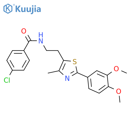 4-chloro-N-{2-2-(3,4-dimethoxyphenyl)-4-methyl-1,3-thiazol-5-ylethyl}benzamide structure