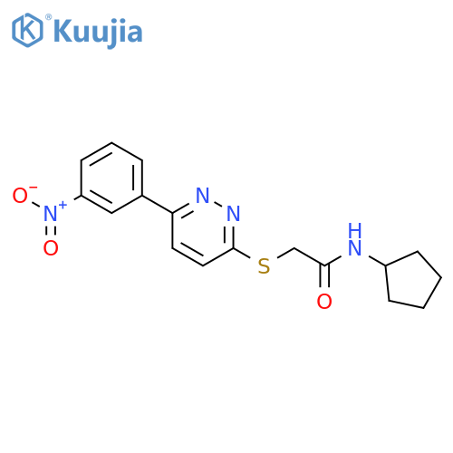 N-cyclopentyl-2-{6-(3-nitrophenyl)pyridazin-3-ylsulfanyl}acetamide structure