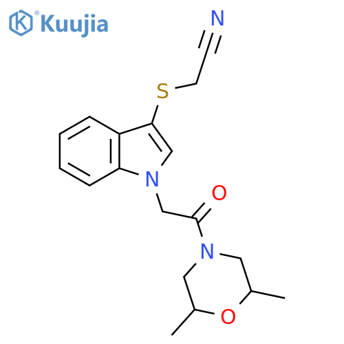 2-({1-2-(2,6-dimethylmorpholin-4-yl)-2-oxoethyl-1H-indol-3-yl}sulfanyl)acetonitrile structure