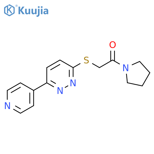 2-{6-(pyridin-4-yl)pyridazin-3-ylsulfanyl}-1-(pyrrolidin-1-yl)ethan-1-one structure