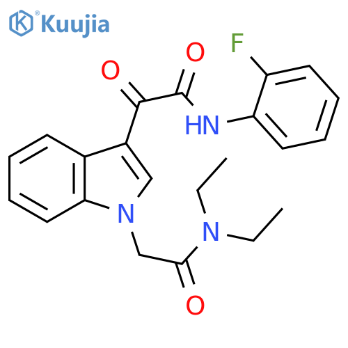 N,N-diethyl-2-(3-{(2-fluorophenyl)carbamoylcarbonyl}-1H-indol-1-yl)acetamide structure