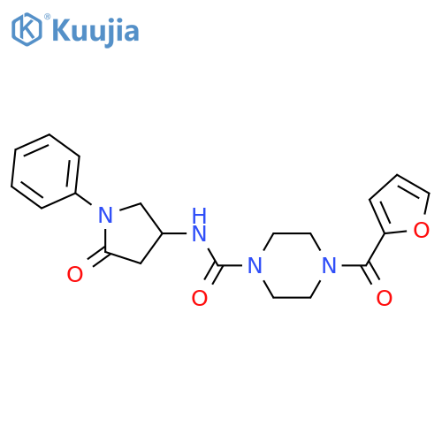 4-(furan-2-carbonyl)-N-(5-oxo-1-phenylpyrrolidin-3-yl)piperazine-1-carboxamide structure