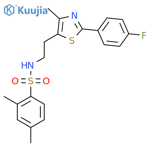 N-{2-2-(4-fluorophenyl)-4-methyl-1,3-thiazol-5-ylethyl}-2,4-dimethylbenzene-1-sulfonamide structure
