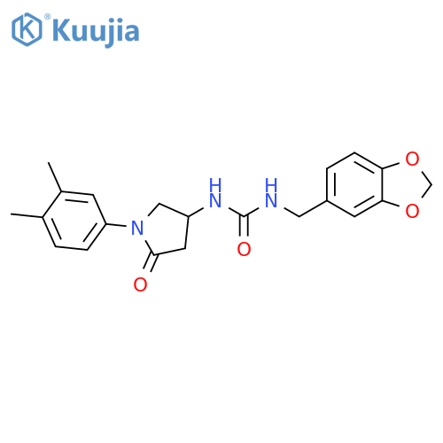 1-(2H-1,3-benzodioxol-5-yl)methyl-3-1-(3,4-dimethylphenyl)-5-oxopyrrolidin-3-ylurea structure