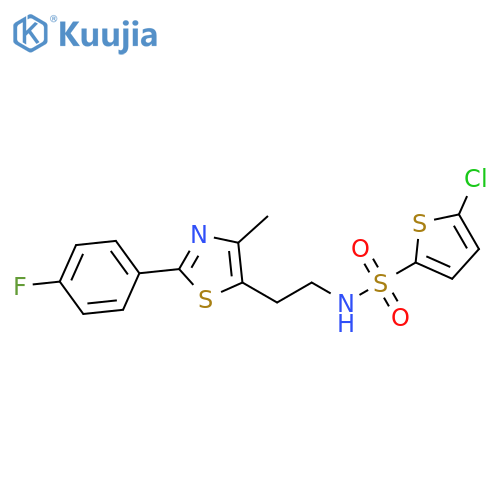 5-chloro-N-{2-2-(4-fluorophenyl)-4-methyl-1,3-thiazol-5-ylethyl}thiophene-2-sulfonamide structure
