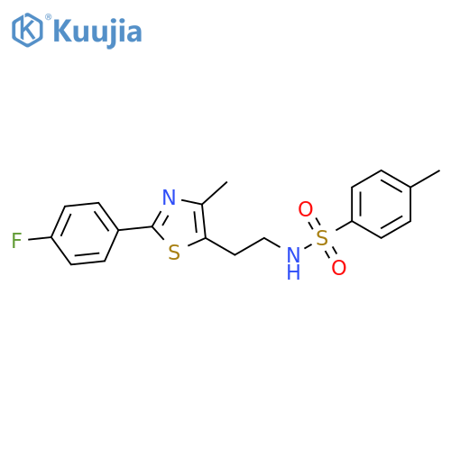 N-{2-2-(4-fluorophenyl)-4-methyl-1,3-thiazol-5-ylethyl}-4-methylbenzene-1-sulfonamide structure