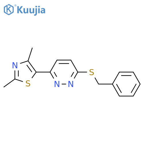 3-(benzylsulfanyl)-6-(2,4-dimethyl-1,3-thiazol-5-yl)pyridazine structure
