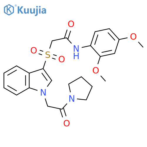 N-(2,4-dimethoxyphenyl)-2-({1-2-oxo-2-(pyrrolidin-1-yl)ethyl-1H-indol-3-yl}sulfonyl)acetamide structure