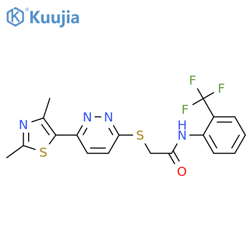 2-{6-(2,4-dimethyl-1,3-thiazol-5-yl)pyridazin-3-ylsulfanyl}-N-2-(trifluoromethyl)phenylacetamide structure