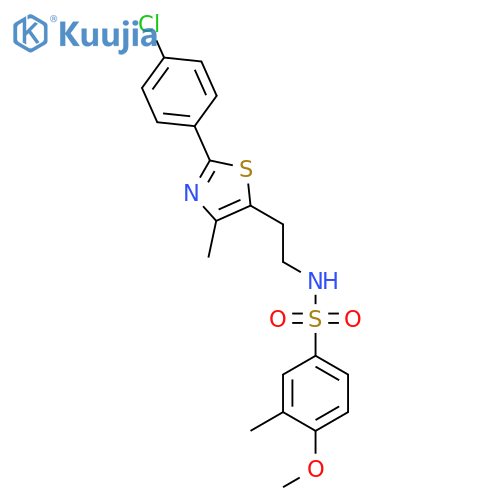 N-{2-2-(4-chlorophenyl)-4-methyl-1,3-thiazol-5-ylethyl}-4-methoxy-3-methylbenzene-1-sulfonamide structure