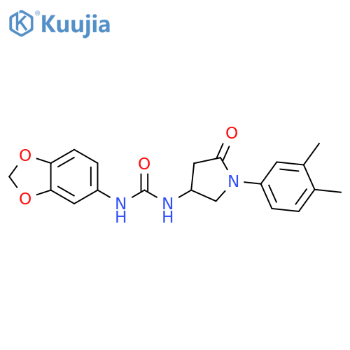 1-(2H-1,3-benzodioxol-5-yl)-3-1-(3,4-dimethylphenyl)-5-oxopyrrolidin-3-ylurea structure