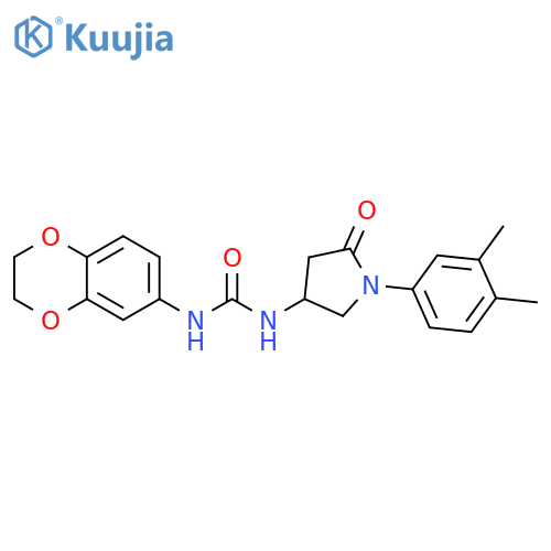 1-(2,3-dihydro-1,4-benzodioxin-6-yl)-3-1-(3,4-dimethylphenyl)-5-oxopyrrolidin-3-ylurea structure