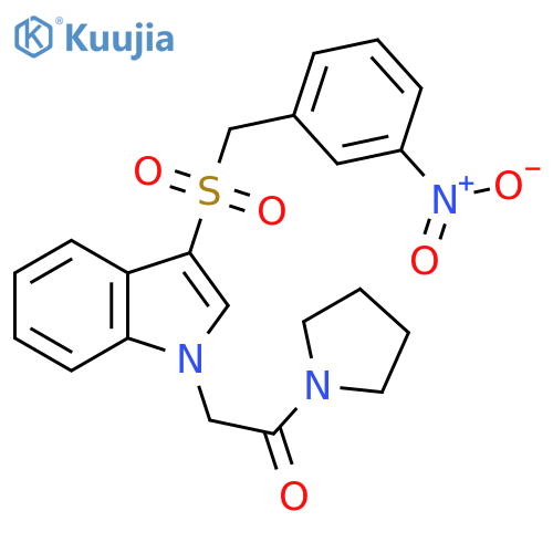 2-{3-(3-nitrophenyl)methanesulfonyl-1H-indol-1-yl}-1-(pyrrolidin-1-yl)ethan-1-one structure