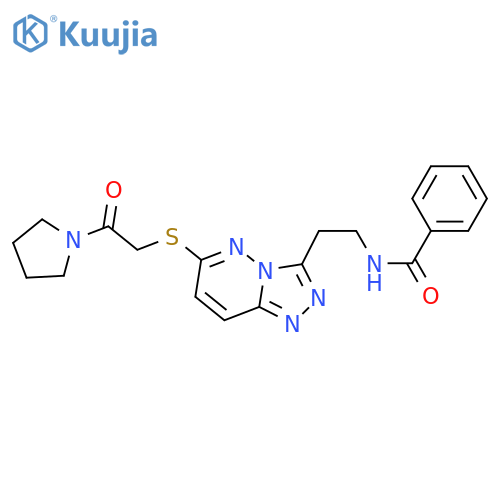 N-2-(6-{2-oxo-2-(pyrrolidin-1-yl)ethylsulfanyl}-1,2,4triazolo4,3-bpyridazin-3-yl)ethylbenzamide structure
