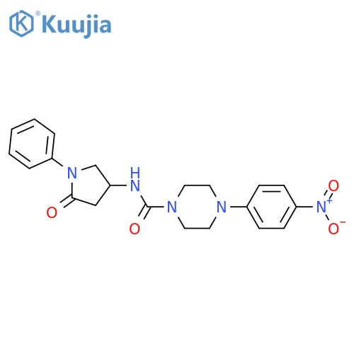 4-(4-nitrophenyl)-N-(5-oxo-1-phenylpyrrolidin-3-yl)piperazine-1-carboxamide structure