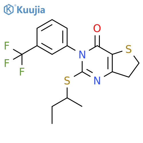 2-(butan-2-ylsulfanyl)-3-3-(trifluoromethyl)phenyl-3H,4H,6H,7H-thieno3,2-dpyrimidin-4-one structure