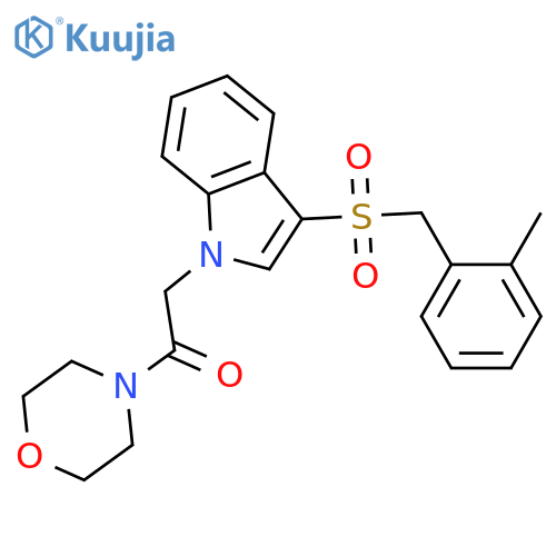 2-{3-(2-methylphenyl)methanesulfonyl-1H-indol-1-yl}-1-(morpholin-4-yl)ethan-1-one structure
