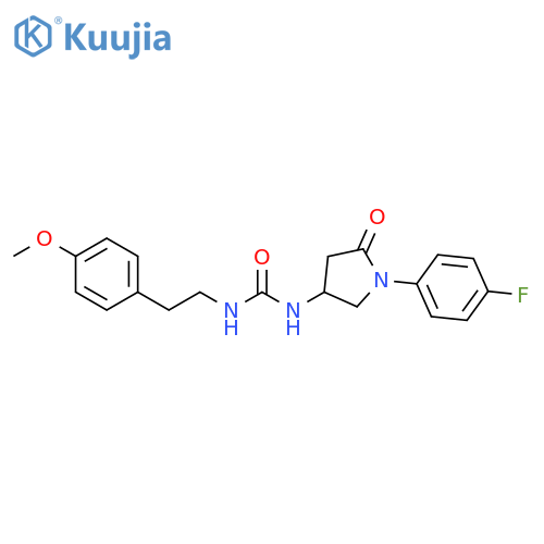 3-1-(4-fluorophenyl)-5-oxopyrrolidin-3-yl-1-2-(4-methoxyphenyl)ethylurea structure