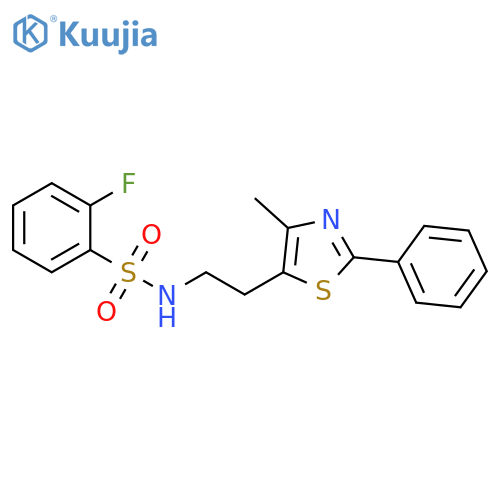 2-fluoro-N-2-(4-methyl-2-phenyl-1,3-thiazol-5-yl)ethylbenzene-1-sulfonamide structure