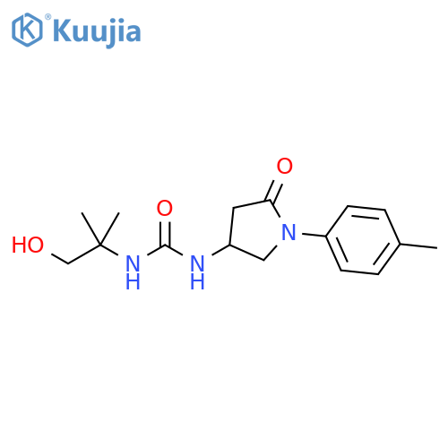 3-(1-hydroxy-2-methylpropan-2-yl)-1-1-(4-methylphenyl)-5-oxopyrrolidin-3-ylurea structure