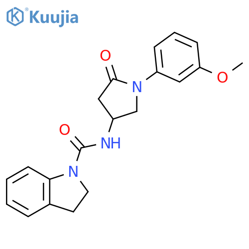 N-1-(3-methoxyphenyl)-5-oxopyrrolidin-3-yl-2,3-dihydro-1H-indole-1-carboxamide structure