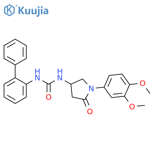 1-{1,1'-biphenyl-2-yl}-3-1-(3,4-dimethoxyphenyl)-5-oxopyrrolidin-3-ylurea structure