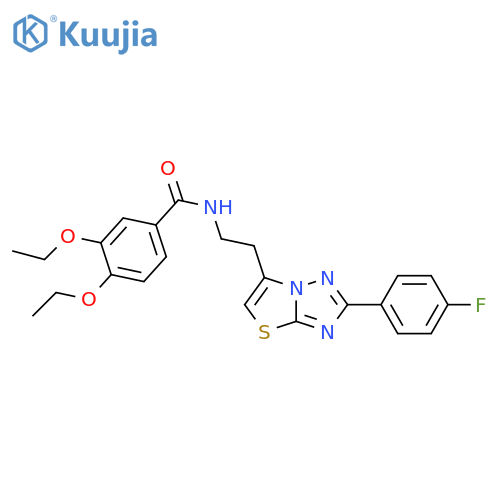 3,4-diethoxy-N-{2-2-(4-fluorophenyl)-1,2,4triazolo3,2-b1,3thiazol-6-ylethyl}benzamide structure