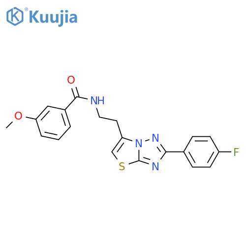 N-{2-2-(4-fluorophenyl)-1,2,4triazolo3,2-b1,3thiazol-6-ylethyl}-3-methoxybenzamide structure