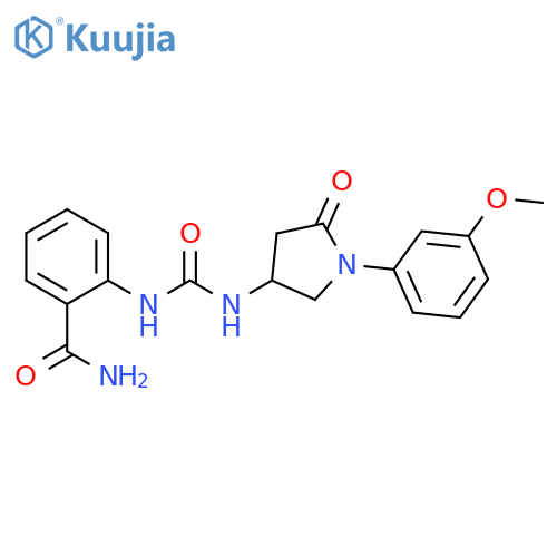2-({1-(3-methoxyphenyl)-5-oxopyrrolidin-3-ylcarbamoyl}amino)benzamide structure