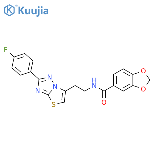 N-{2-2-(4-fluorophenyl)-1,2,4triazolo3,2-b1,3thiazol-6-ylethyl}-2H-1,3-benzodioxole-5-carboxamide structure